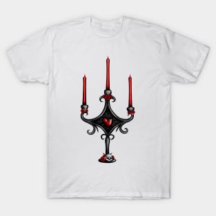 Dark Candlestick with Red Heart T-Shirt